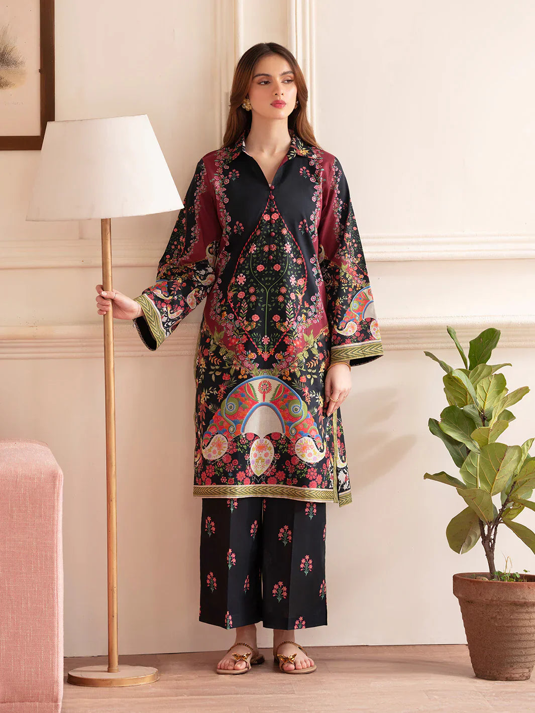 MAHNUR Digital Printed Co-Ords Set (Shirt & Trouser)